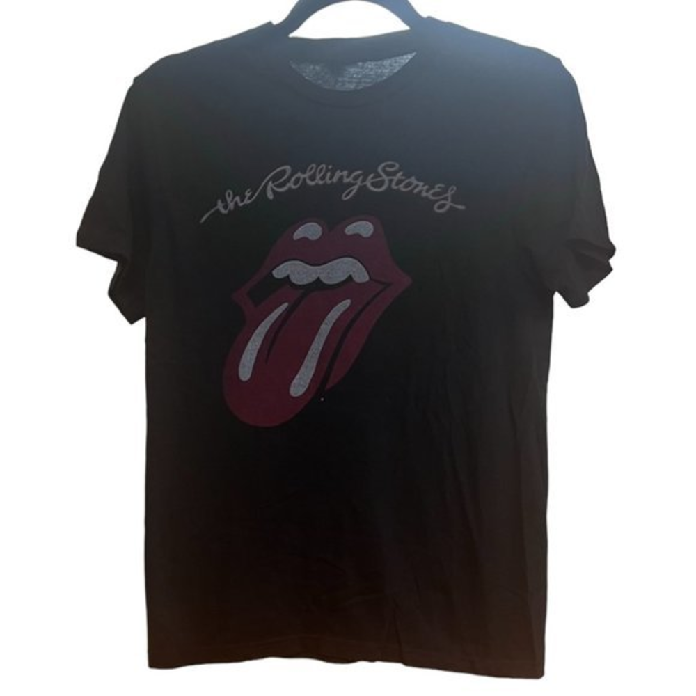 Unisex Rolling Stones Black Graphic Lips Logo T-Shirt‎ XS